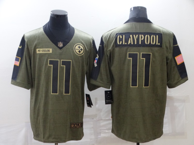 Men Pittsburgh Steelers #11 Claypool green Nike Olive Salute To Service Limited NFL jersey->denver broncos->NFL Jersey